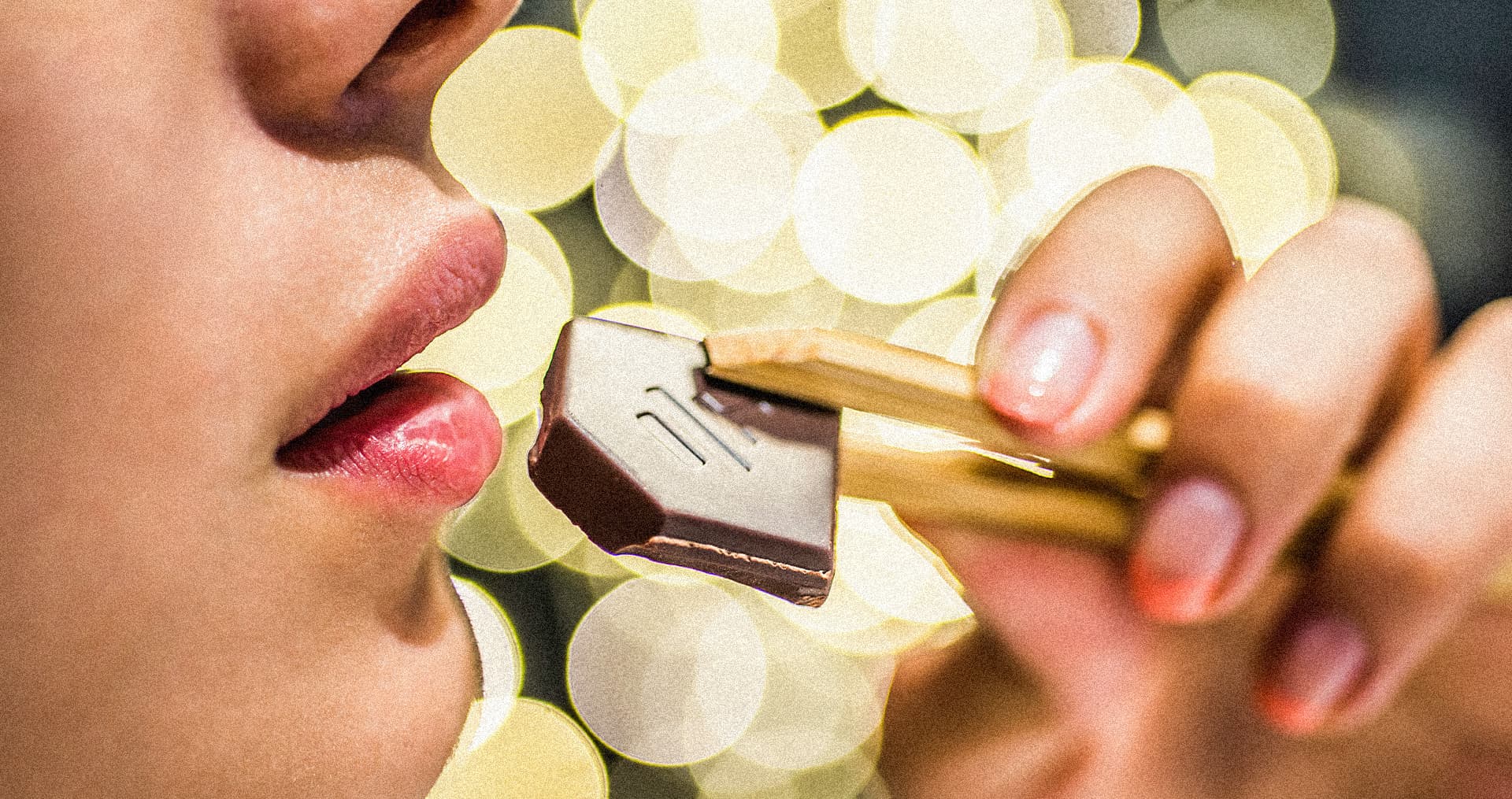 woman tasting to'ak dark chocolate